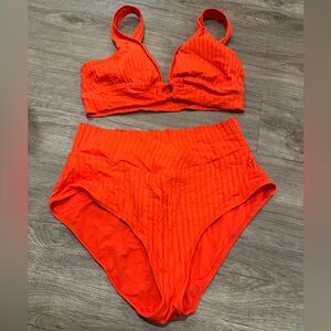 ORANGE AERIE SWIMSUIT - ONLY WORN ONCE - SIZE LARGE (TOP AND BOTTOM)
